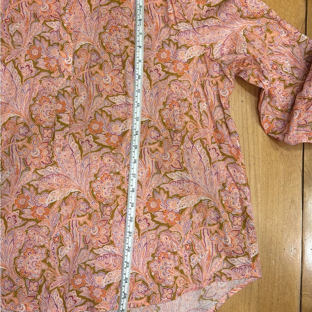 Sundance Poppy Bloom paisley print cotton blouse top in pink and orange - Picture 12 of 13